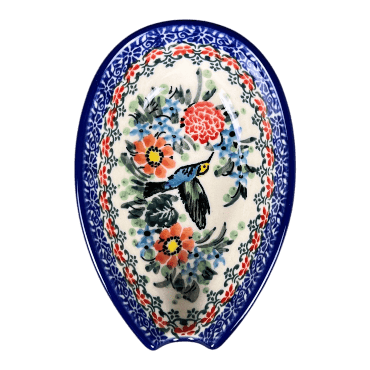 Spoon Rest, 3.25" in "Hummingbird Bouquet" by Ceramika Artystyczna | A381-U3357