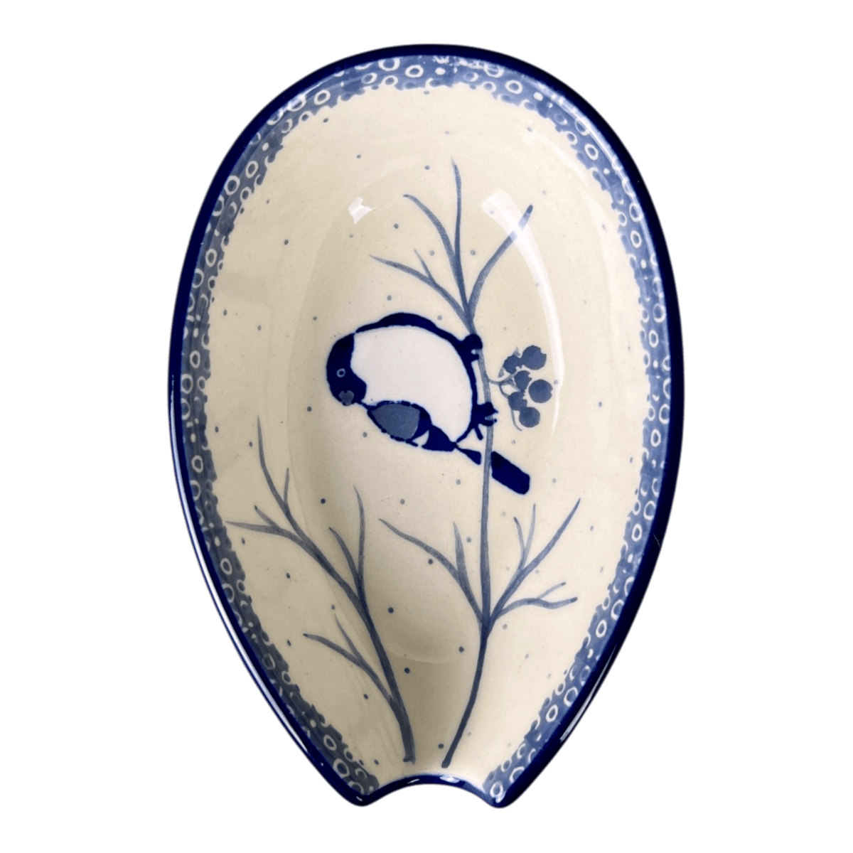 Spoon Rest, 3.25" in "Bullfinch on Blue" by Ceramika Artystyczna | A381-U4830