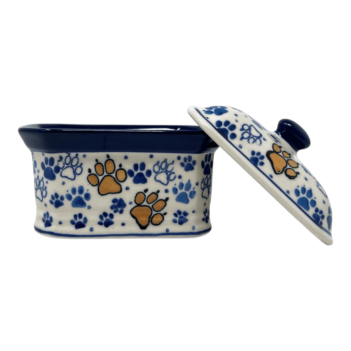 Canister, Rectangular, Small, 4.5" x 3.5" in "Paw Prints" by Ceramika Artystyczna | A385-1770X