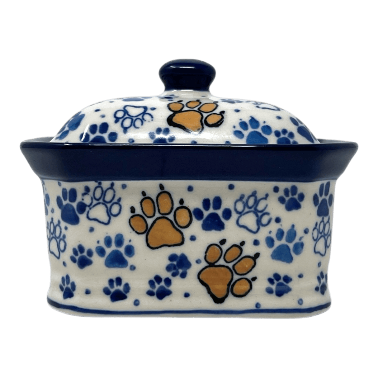Canister, Rectangular, Small, 4.5" x 3.5" in "Paw Prints" by Ceramika Artystyczna | A385-1770X