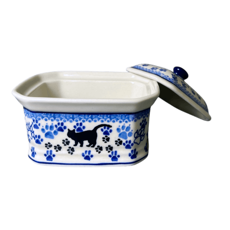 Canister, Rectangular, Small, 4.5" x 3.5" in "Cat Tracks" by Ceramika Artystyczna | A385-1771