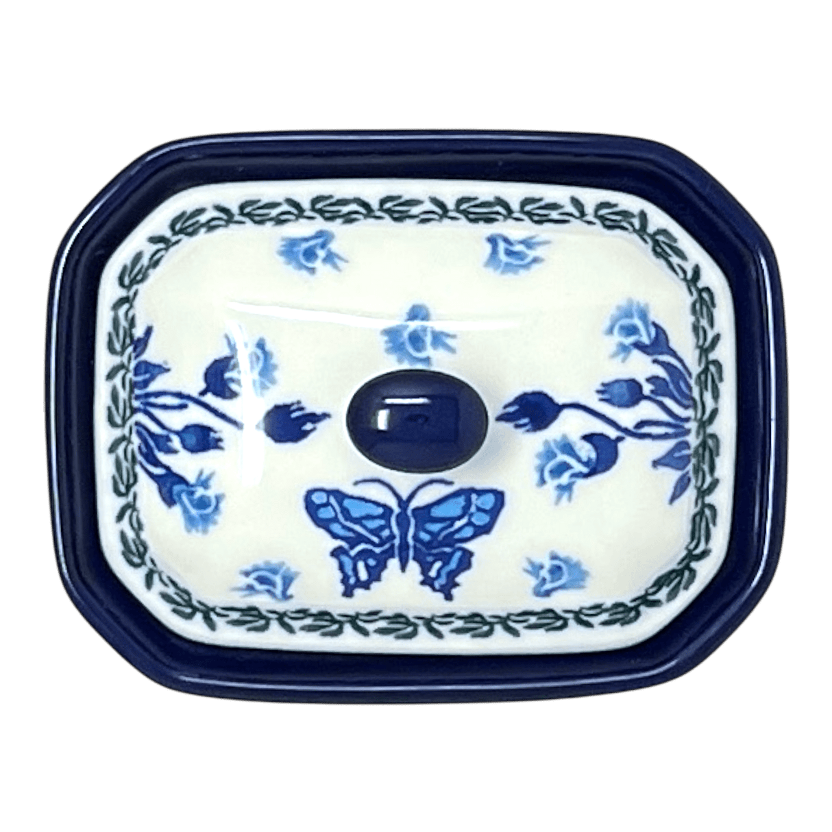 Canister, Rectangular, Small, 4.5" x 3.5" in "Butterfly Tulips" by Ceramika Artystyczna | A385-1937X