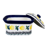 Canister, Rectangular, Small, 4.5" x 3.5" in "Lemons and Leaves" by Ceramika Artystyczna | A385-2749X