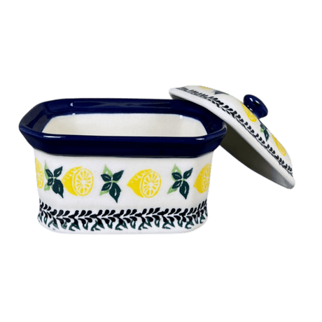 Canister, Rectangular, Small, 4.5" x 3.5" in "Lemons and Leaves" by Ceramika Artystyczna | A385-2749X