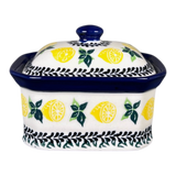 Canister, Rectangular, Small, 4.5" x 3.5" in "Lemons and Leaves" by Ceramika Artystyczna | A385-2749X
