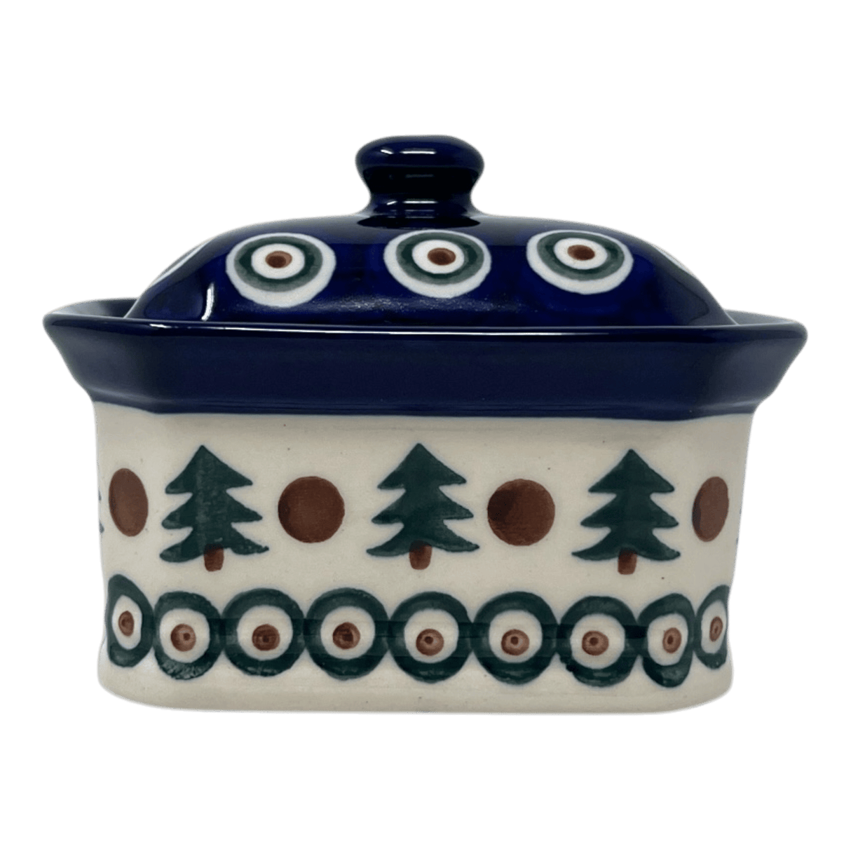 Canister, Rectangular, Small, 4.5" x 3.5" in "Peacock Pine" by Ceramika Artystyczna | A385-366X