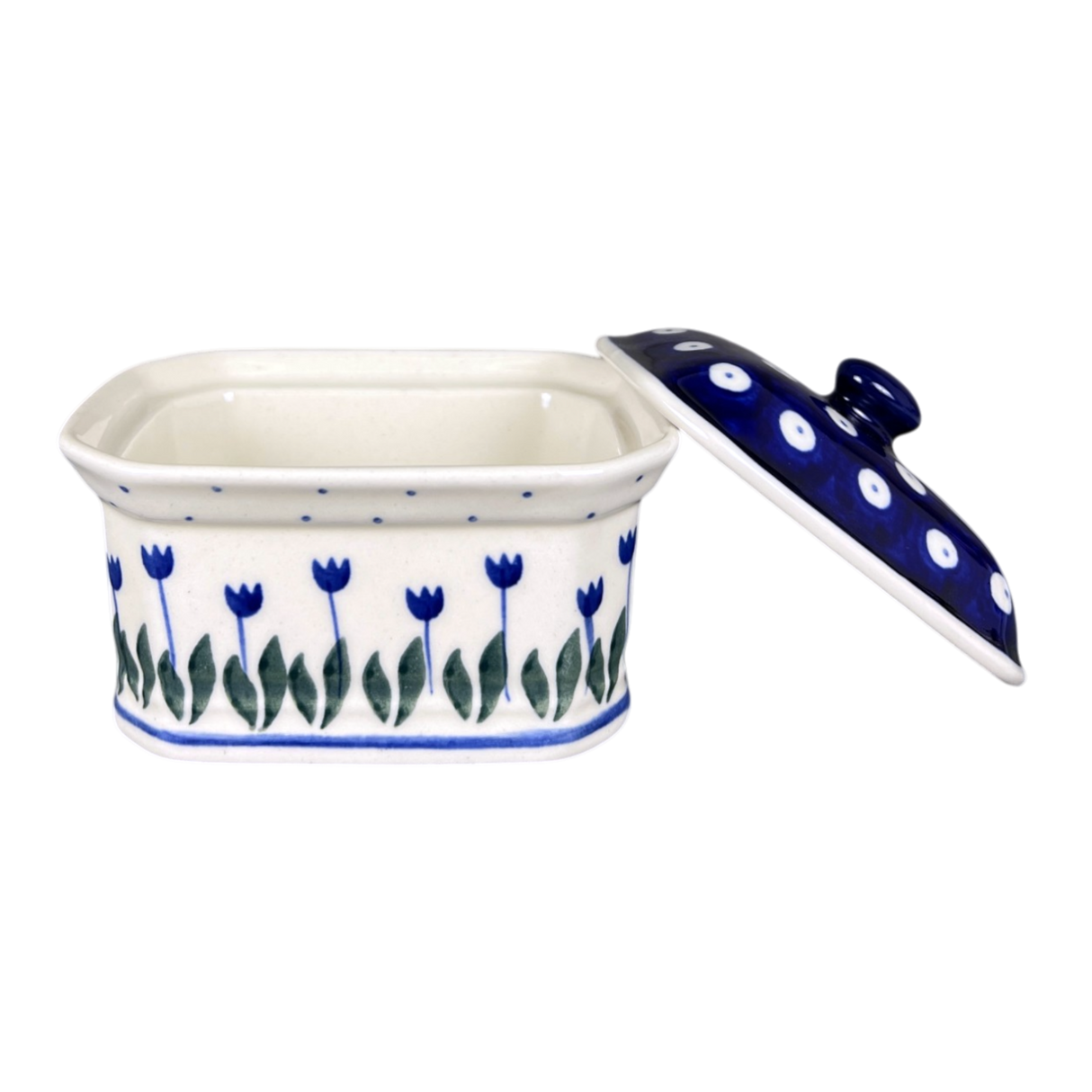 Canister, Rectangular, Small, 4.5" x 3.5" in "Tulip Dot" by Ceramika Artystyczna | A385-377Z