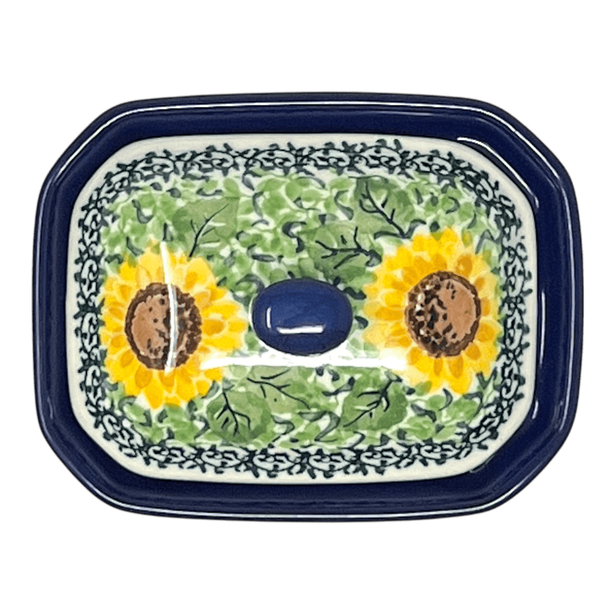 Canister, Rectangular, Small, 4.5" x 3.5" in "Sunflowers" by Ceramika Artystyczna | A385-U4739