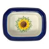Canister, Rectangular, Small, 4.5" x 3.5" in "Sunflowers" by Ceramika Artystyczna | A385-U4739