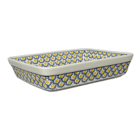 A picture of a Polish Pottery C.A. Lasagna Pan (Sunny Circle) | A406-0215 as shown at PolishPotteryOutlet.com/products/deep-dish-lasagna-pan-sunny-circle-a406-0215