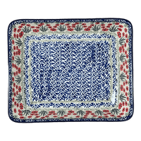 A picture of a Polish Pottery CA Lasagna Pan (Red Aster) | A406-1435X as shown at PolishPotteryOutlet.com/products/10-25-x-12-75-deep-dish-lasagna-pan-red-aster-a406-1435x
