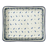 A picture of a Polish Pottery CA Lasagna Pan (Hyacinth in the Wind) | A406-2037X as shown at PolishPotteryOutlet.com/products/10-25-x-12-75-deep-dish-lasagna-pan-hyacinth-in-the-wind-a406-2037x
