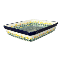 A picture of a Polish Pottery C.A. Lasagna Pan (Daffodils in Bloom) | A406-2122X as shown at PolishPotteryOutlet.com/products/deep-dish-lasagna-pan-daffodils-in-bloom-a406-2122x