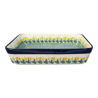 A picture of a Polish Pottery CA Lasagna Pan (Daffodils in Bloom) | A406-2122X as shown at PolishPotteryOutlet.com/products/deep-dish-lasagna-pan-daffodils-in-bloom-a406-2122x