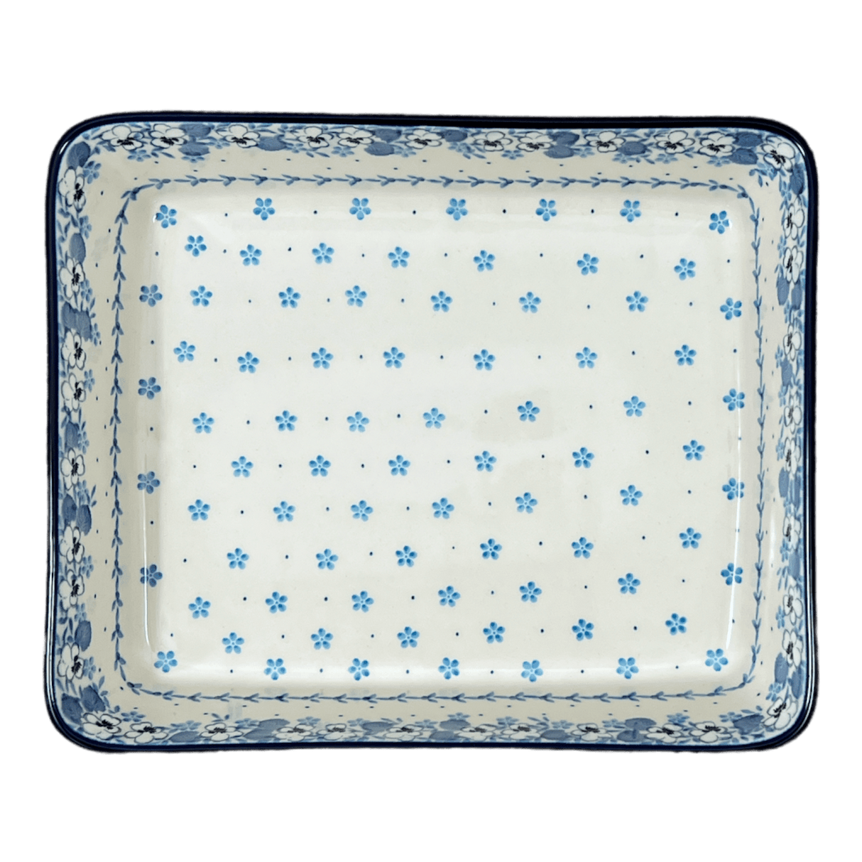 Baker, Lasagna Pan, 10.25" x 12.75" in "Pansy Blues" by Ceramika Artystyczna | A406-2346X