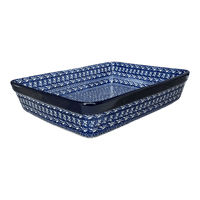A picture of a Polish Pottery CA Lasagna Pan (Wavy Blues) | A406-905X as shown at PolishPotteryOutlet.com/products/deep-dish-lasagna-pan-wavy-blues-a406-905x
