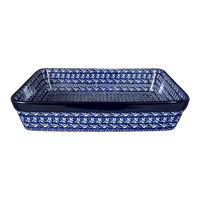 A picture of a Polish Pottery CA Lasagna Pan (Wavy Blues) | A406-905X as shown at PolishPotteryOutlet.com/products/deep-dish-lasagna-pan-wavy-blues-a406-905x