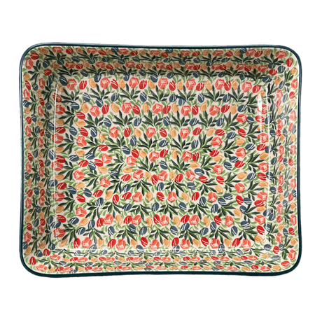 Baker, Lasagna Pan, 10.25" x 12.75" in "Tulip Burst" by Ceramika Artystyczna | A406-U4226