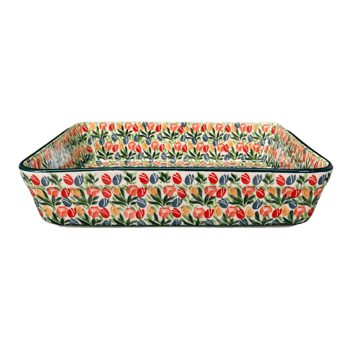 Baker, Lasagna Pan, 10.25" x 12.75" in "Tulip Burst" by Ceramika Artystyczna | A406-U4226
