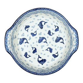 Polish Pottery 10.25" Round Baker with Handles (Koi Pond) | A417-2372X Additional Image at PolishPotteryOutlet.com