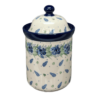 A picture of a Polish Pottery 1 Liter Canister (Hyacinth in the Wind) | A491-2037X as shown at PolishPotteryOutlet.com/products/1-liter-canister-hyacinth-in-the-wind-a491-2037x