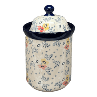 A picture of a Polish Pottery 1 Liter Canister (Soft Bouquet) | A491-2378X as shown at PolishPotteryOutlet.com/products/1-liter-canister-soft-bouquet-a491-2378x