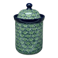 A picture of a Polish Pottery 1 Liter Canister (Pride of Ireland) | A491-2461X as shown at PolishPotteryOutlet.com/products/1-liter-canister-pride-of-ireland-a491-2461x