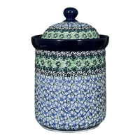 A picture of a Polish Pottery CA 1.3 Liter Canister (Ring of Green) | A492-1479X as shown at PolishPotteryOutlet.com/products/1-3-liter-canister-ring-of-green-a492-1479x