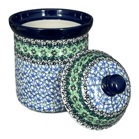 A picture of a Polish Pottery CA 1.3 Liter Canister (Ring of Green) | A492-1479X as shown at PolishPotteryOutlet.com/products/1-3-liter-canister-ring-of-green-a492-1479x