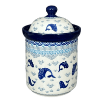 A picture of a Polish Pottery CA 1.3 Liter Canister (Koi Pond) | A492-2372X as shown at PolishPotteryOutlet.com/products/1-3-liter-canister-koi-pond-a492-2372x