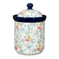 A picture of a Polish Pottery CA 1.3 Liter Canister (Soft Bouquet) | A492-2378X as shown at PolishPotteryOutlet.com/products/1-3-liter-canister-soft-bouquet-a492-2378x