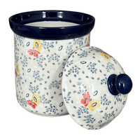 A picture of a Polish Pottery 1.3 Liter Canister (Soft Bouquet) | A492-2378X as shown at PolishPotteryOutlet.com/products/1-3-liter-canister-soft-bouquet-a492-2378x