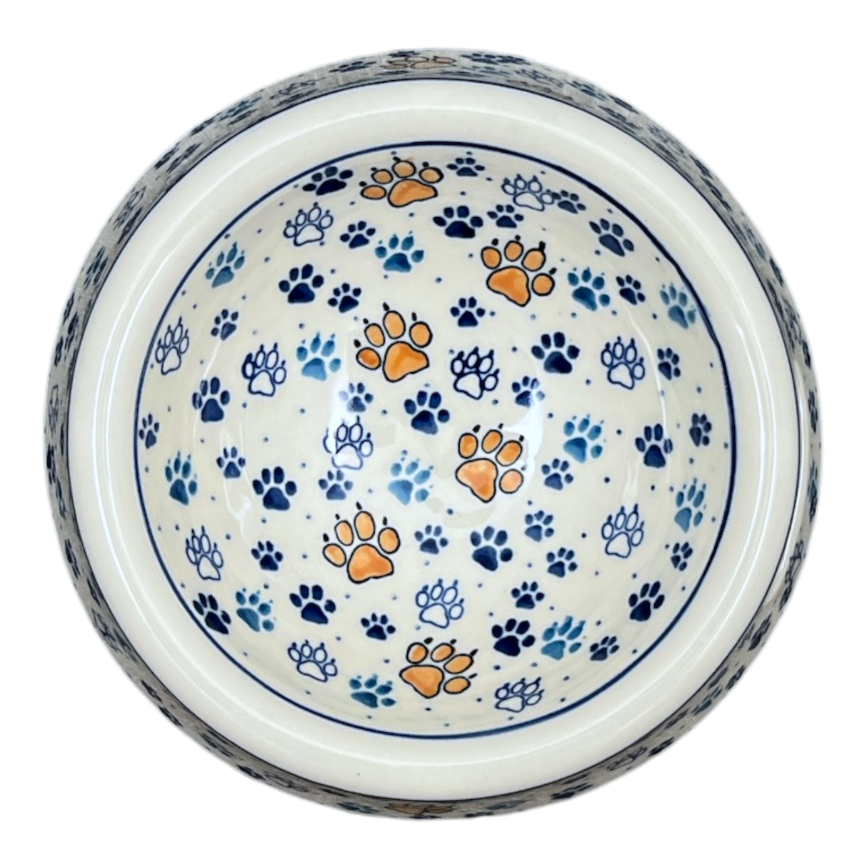 Bowl, Round, Dog Bowl, 5.5" Large in "Paw Prints" by Ceramika Artystyczna | A525-1770X