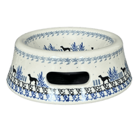 A picture of a Polish Pottery CA 5.5" Large Dog Bowl (Labrador Loop) | A525-2862X as shown at PolishPotteryOutlet.com/products/5-5-large-dog-bowl-labrador-loop-a525-2862x