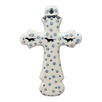 A picture of a Polish Pottery Large Cross (Wiener Dog Delight) | A533-2151X as shown at PolishPotteryOutlet.com/products/large-cross-wiener-dog-delight-a533-2151x