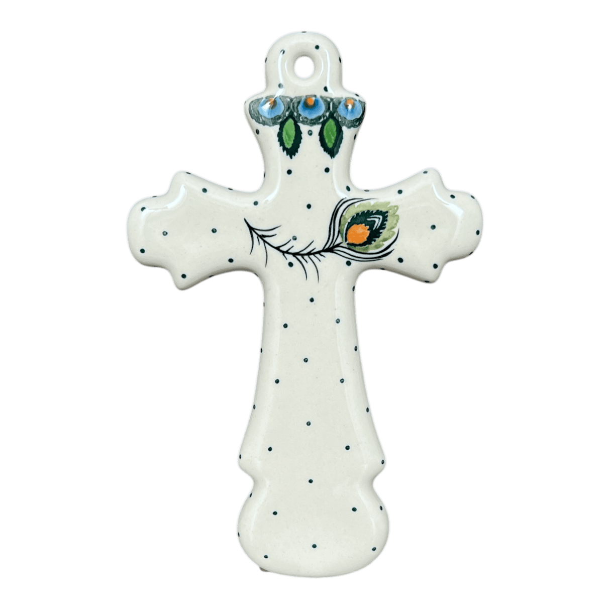 Cross, Large, 7.75" in "Peacock Plume" by Ceramika Artystyczna | A533-2218X