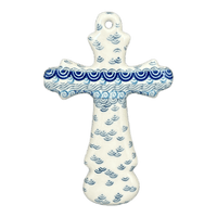 A picture of a Polish Pottery Large Cross (Koi Pond) | A533-2372X as shown at PolishPotteryOutlet.com/products/large-cross-koi-pond-a533-2372x
