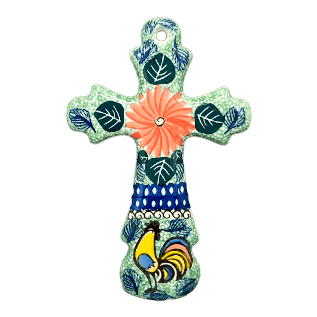 Cross, Large, 7.75" in "Regal Roosters" by Ceramika Artystyczna | A533-U2617