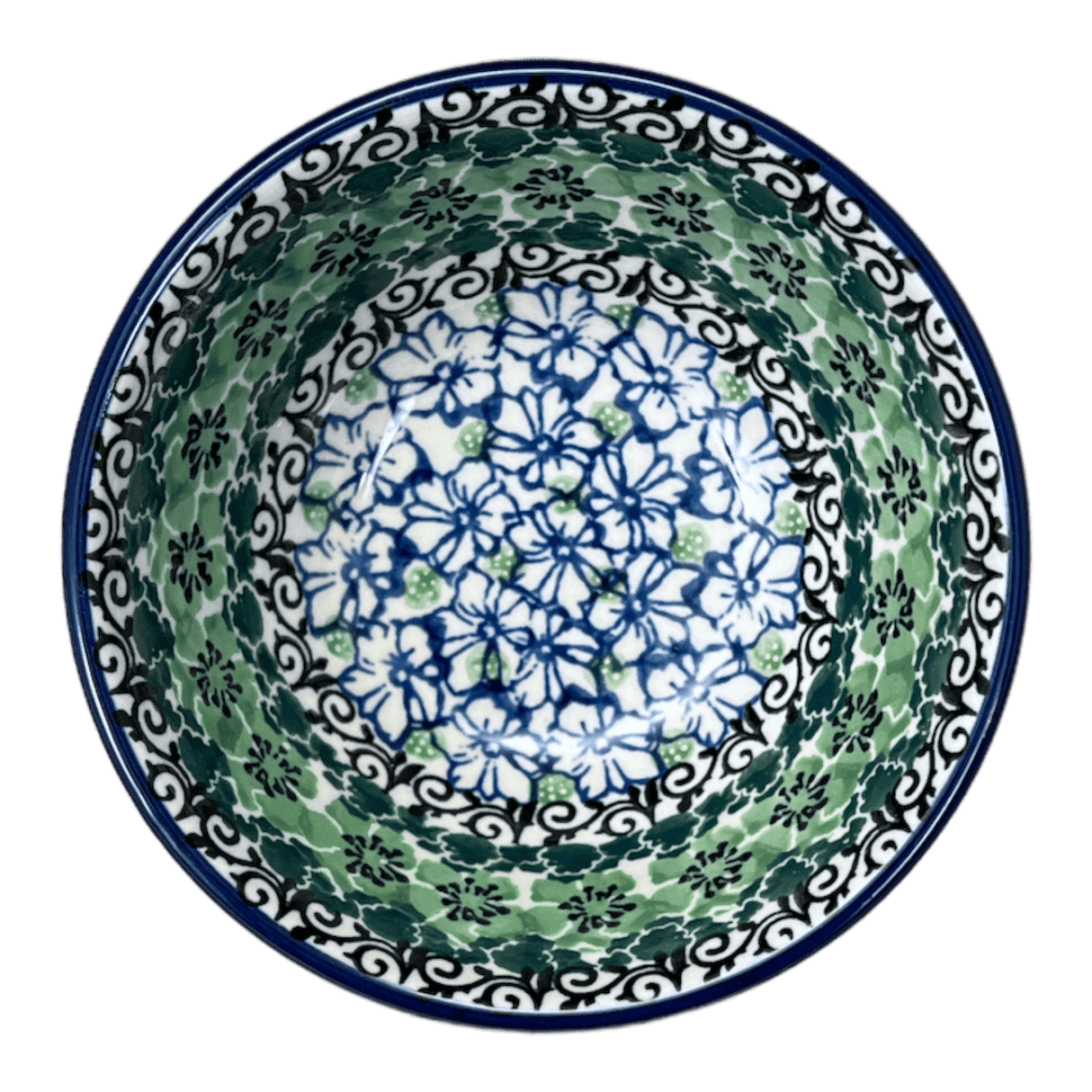 Bowl, Round, 4.75" in "Ring of Green" by Ceramika Artystyczna | A556-1479X