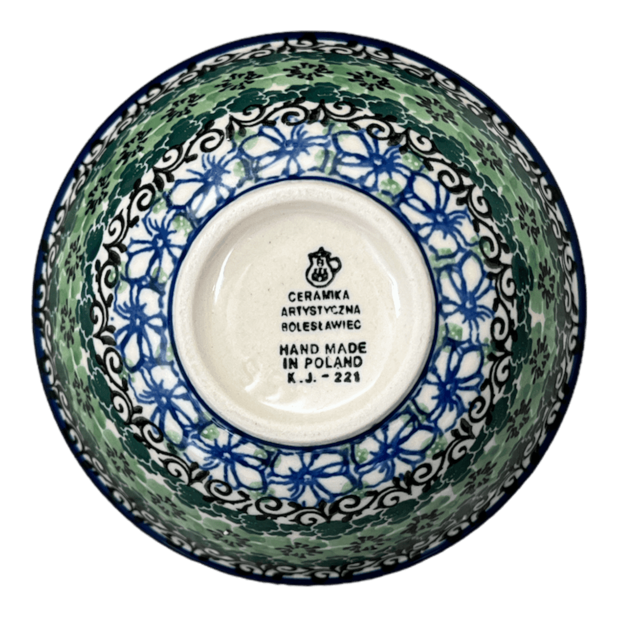 Bowl, Round, 4.75" in "Ring of Green" by Ceramika Artystyczna | A556-1479X