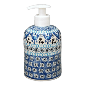 Polish Pottery CA 5.5" Soap Dispenser (Blue Ribbon) | A573-1026X Additional Image at PolishPotteryOutlet.com