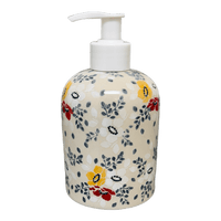 A picture of a Polish Pottery 5.5" Soap Dispenser (Soft Bouquet) | A573-2378X as shown at PolishPotteryOutlet.com/products/5-5-soap-dispenser-soft-bouquet-a573-2378x