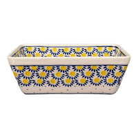 A picture of a Polish Pottery CA 8" x 5" Bread Baker (Sunny Circle) | A603-0215 as shown at PolishPotteryOutlet.com/products/bread-baker-sunny-circle-a603-0215