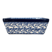 A picture of a Polish Pottery 8" x 5" Bread Baker (Blue Vines) | A603-1824X as shown at PolishPotteryOutlet.com/products/bread-baker-blue-vines-a603-1824x