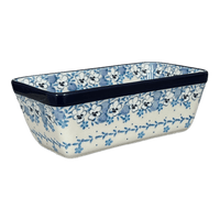 A picture of a Polish Pottery 8" x 5" Bread Baker (Pansy Blues) | A603-2346X as shown at PolishPotteryOutlet.com/products/8-x-5-bread-baker-pansy-blues-a603-2346x