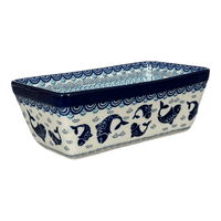 A picture of a Polish Pottery CA 8" x 5" Bread Baker (Koi Pond) | A603-2372X as shown at PolishPotteryOutlet.com/products/8-x-5-bread-baker-koi-pond-a603-2372x