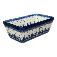 A picture of a Polish Pottery 8" x 5" Bread Baker (Winter Skies) | A603-2826X as shown at PolishPotteryOutlet.com/products/8-x-5-bread-baker-winter-skies-a603-2826x