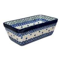 A picture of a Polish Pottery CA 8" x 5" Bread Baker (Starry Sea) | A603-454C as shown at PolishPotteryOutlet.com/products/8-x-5-bread-baker-starry-sea-a603-454c