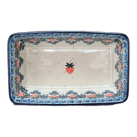 A picture of a Polish Pottery CA 8" x 5" Bread Baker (Strawberry Patch) | A603-721X as shown at PolishPotteryOutlet.com/products/8-x-5-bread-baker-strawberry-patch-a603-721x