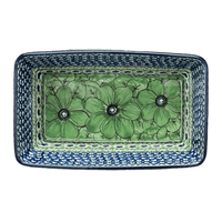 A picture of a Polish Pottery CA 8" x 5" Bread Baker (Green Goddess) | A603-U408A as shown at PolishPotteryOutlet.com/products/8-x-5-bread-baker-green-goddess-a603-u408a